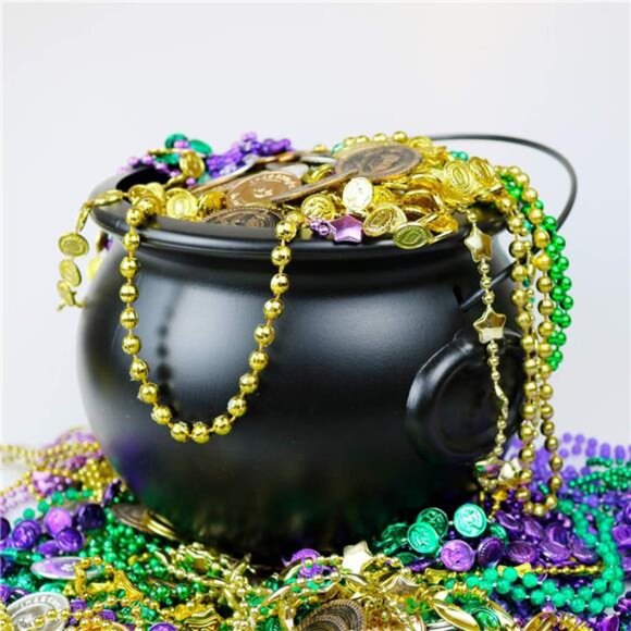 8" Black Cauldron: St. Patrick's Day & Halloween Decor - Picture 5 of 7